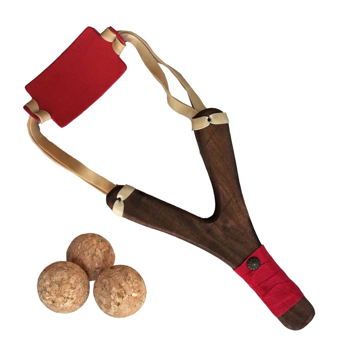 SLINGSHOT RUSTIK SUEDE GRIP + 3 CORK BALLS - ST531F