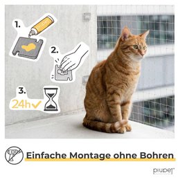PIUPET® adhesive hooks for cat net without drilling I cat net attachment balcony & window
