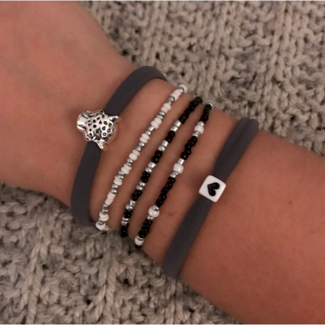 Gray black set of bracelets