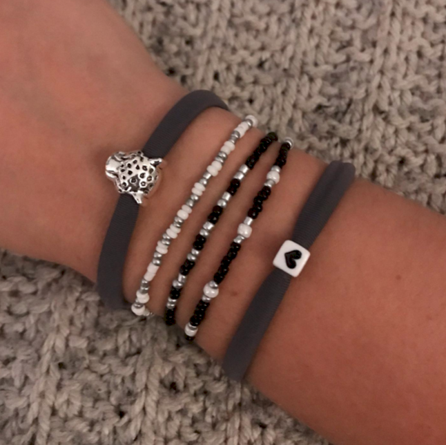 Gray black set of bracelets