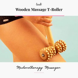 Rouleau de massage en bois en forme de T pour cellulite Masseur de drainage lymphatique Maderotherapy