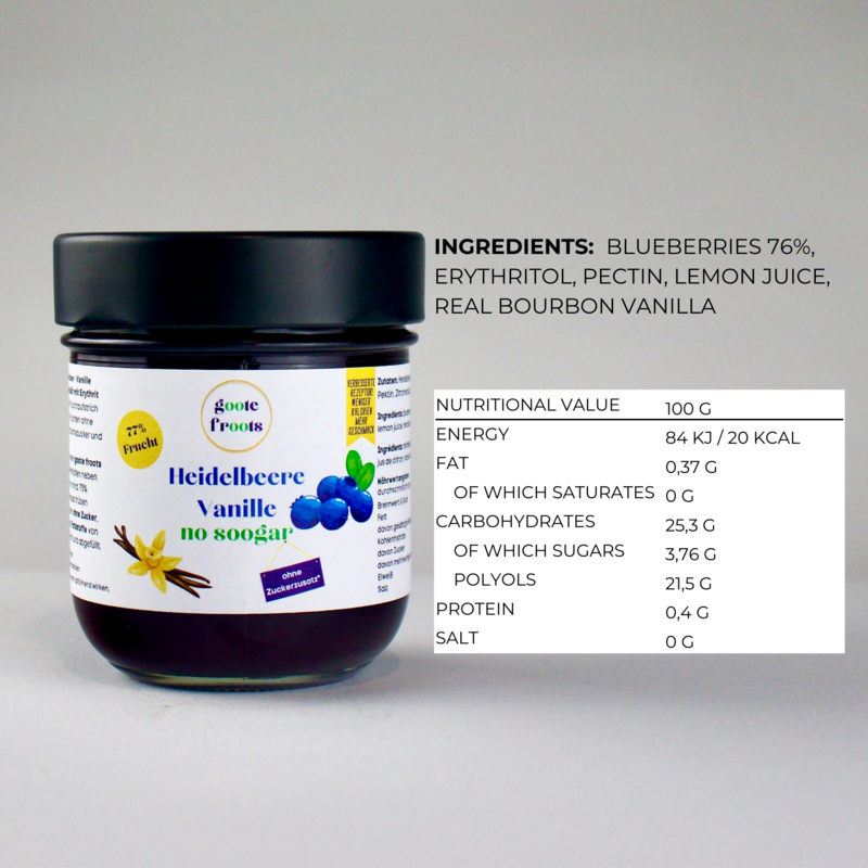 Fruit spread SUGAR-FREE blueberry vanilla 77% fruits