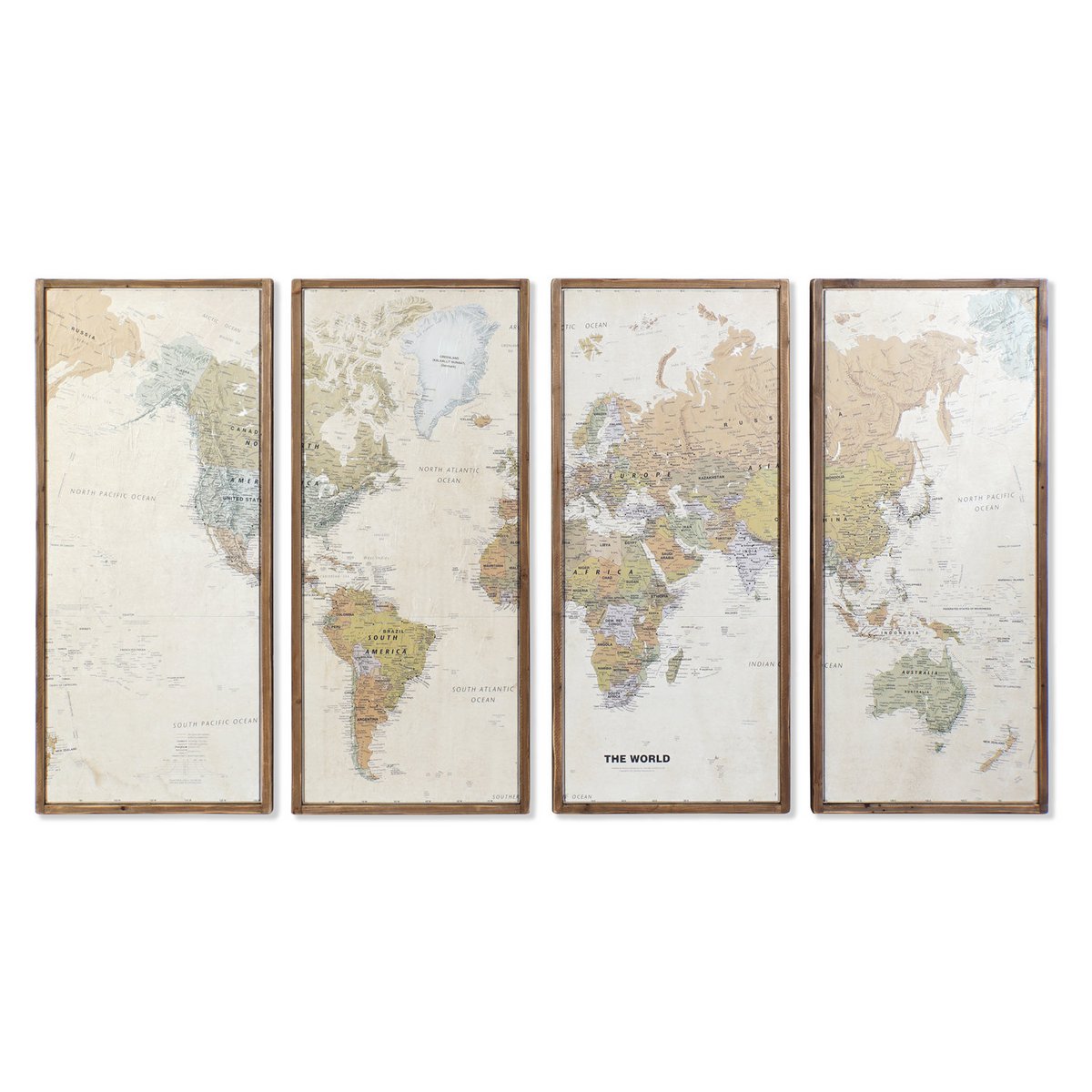 TABLE SET 4 BOIS 200X3,5X120 CARTE DU MONDE CU165234 (8444)