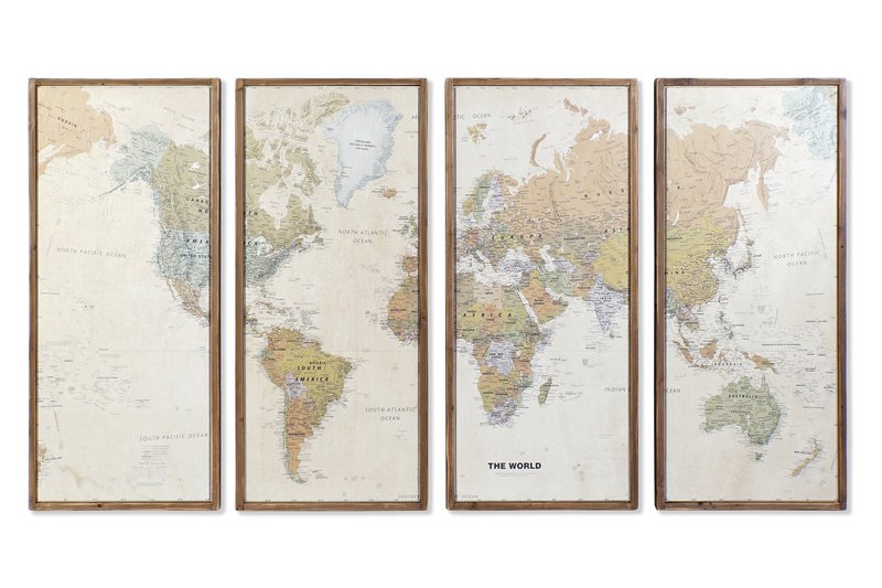 TABLE SET 4 WOOD 200X3,5X120 WORLD MAP CU165234 (8444)