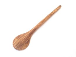 Cooking spoon with round handle, length 30 cm, made of olive wood
