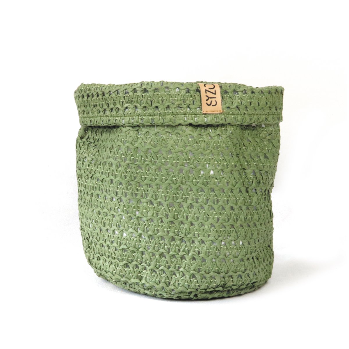SIZO Knitted Paper Bag Olive with waterproof biodegradable liner
