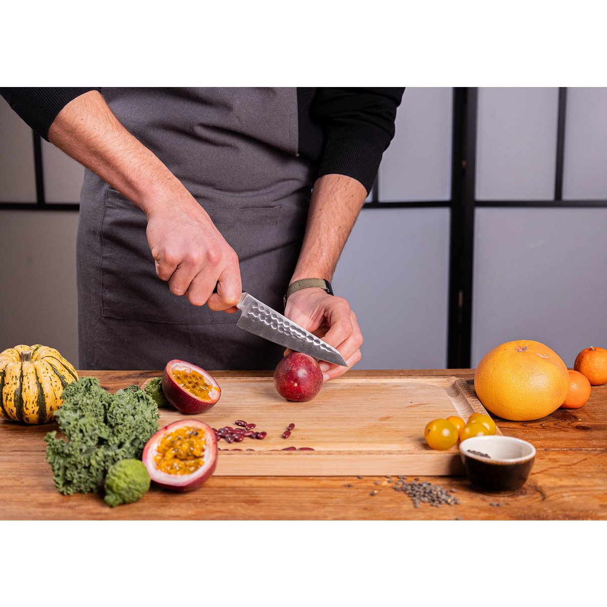 Knife - Bunka Petty with bamboo Saya and bamboo box - 135 mm blade