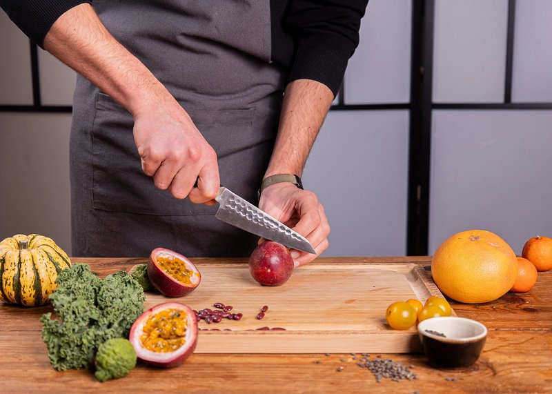 Knife - Bunka Petty with bamboo Saya and bamboo box - 135 mm blade