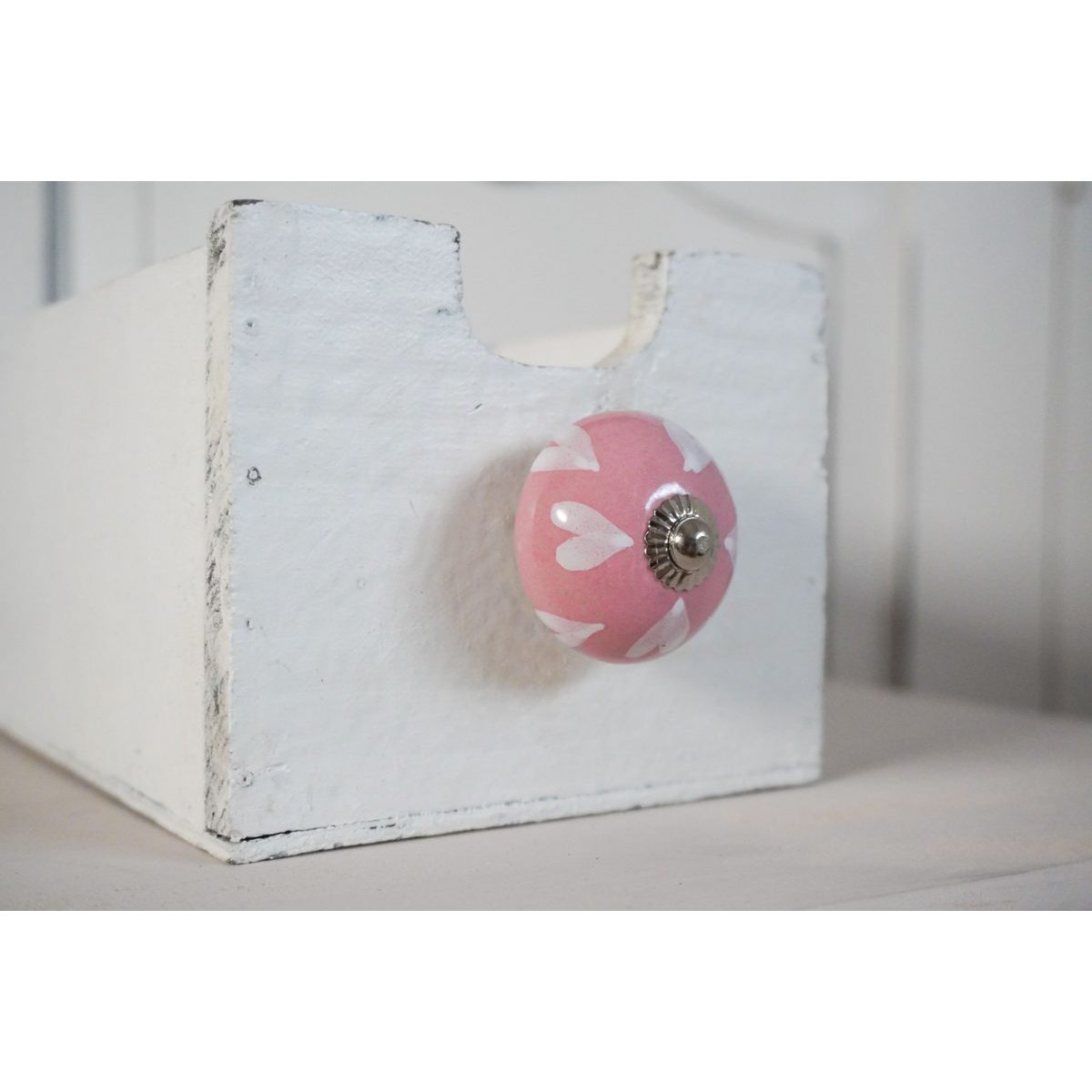 Pink furniture knob with hearts 4 cm Isabelle Rose