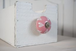 Pink møbelknop med hjerter 4 cm Isabelle Rose