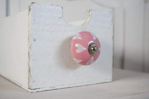 Roze meubelknop met hartjes 4 cm Isabelle Rose