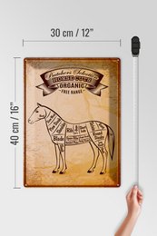 Tin sign butcher shop 30x40cm horse Horse cuts Organic