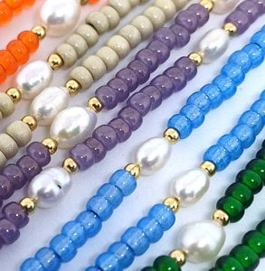 Glasses cord Miyuki Pearl stainless steel figaro
