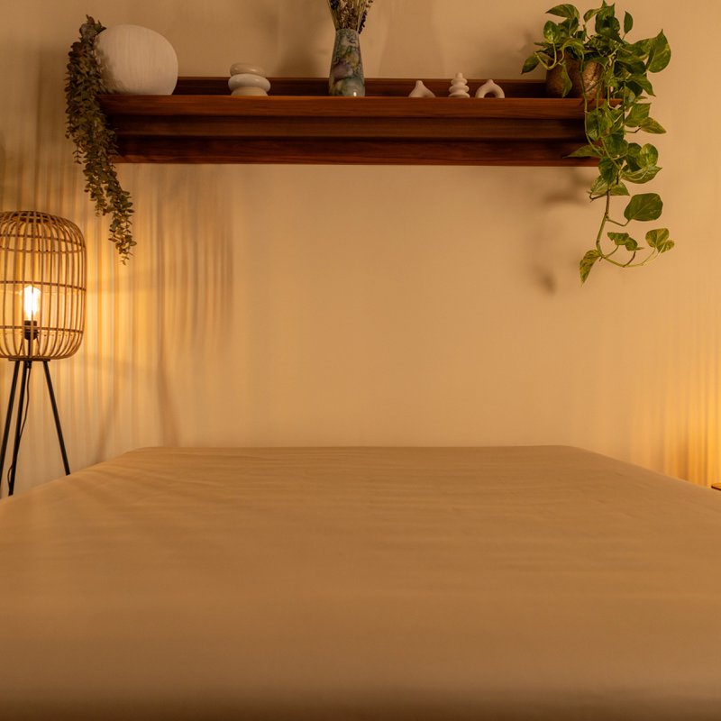 Drap-housse - Satin de coton 400 fils au pouce - Beige S'il vous plaît !