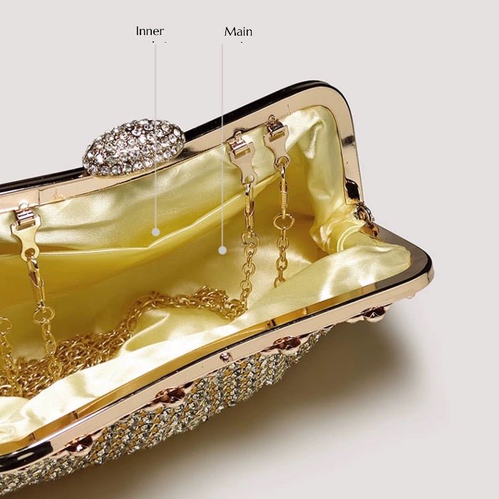 Luxe Diamond-Look Clutch-Gold & Silver