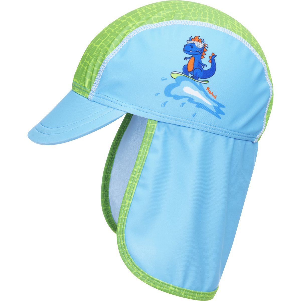 UV-Schutzkappe Dino - blau / grün