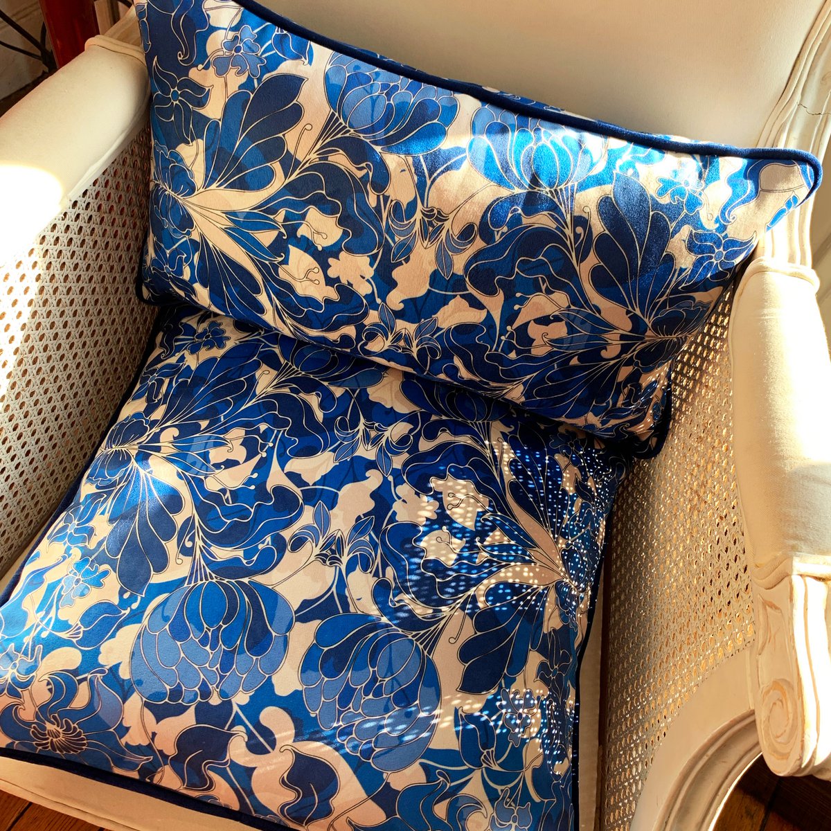 Cuscino Au Jardin blu (50x50)