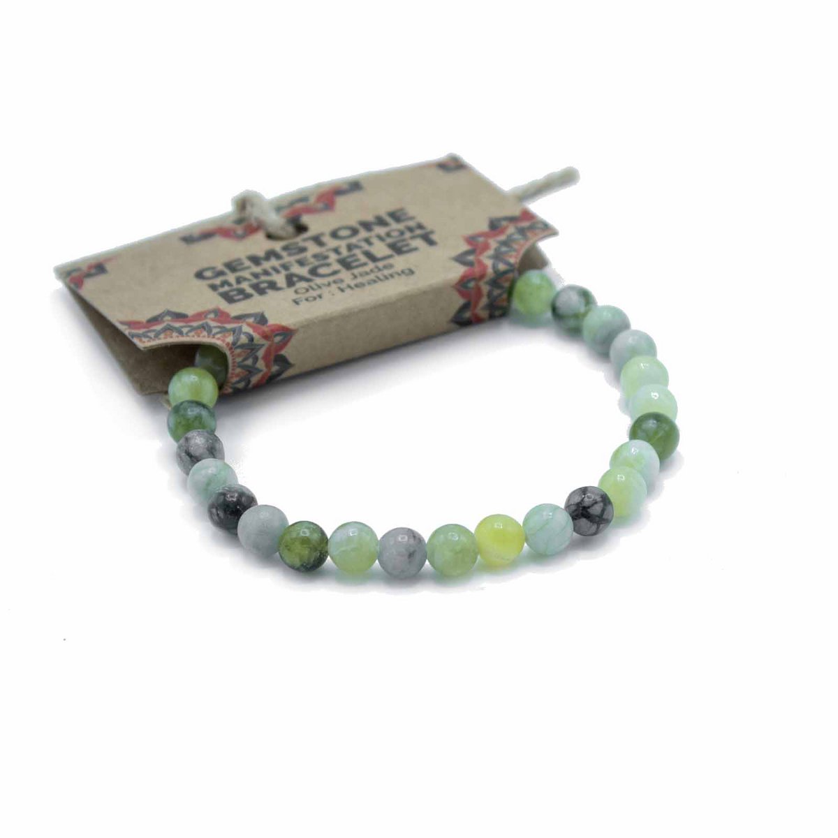 Edelstein-Manifestationen-Armband – Olivenjade
