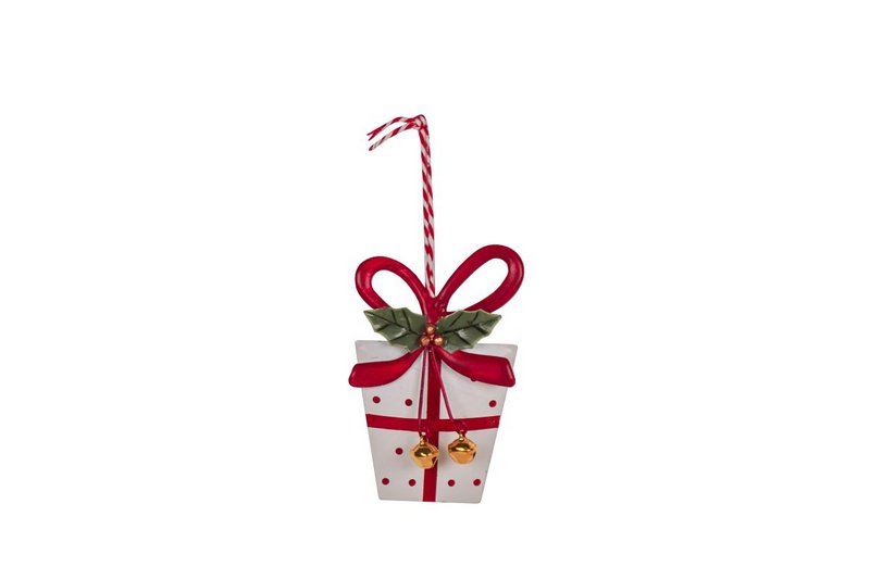 White gift box ornament 9 cm Isabelle Rose