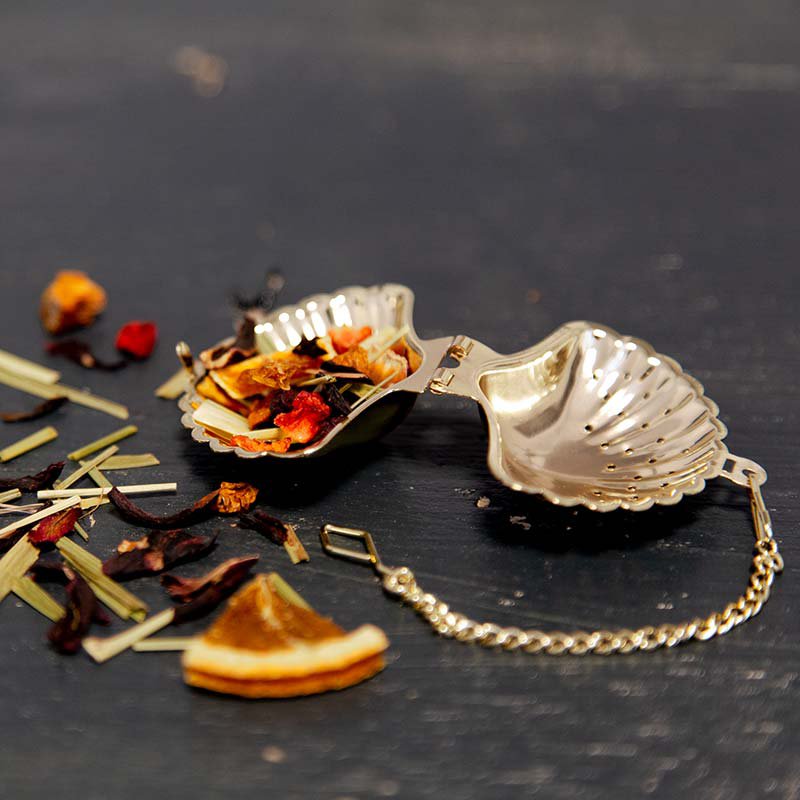 Theefilter, thee-ei "Shell" goud