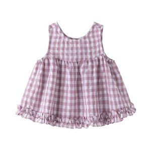 Babyblouse met mauve vichyprint en ruche BGV96544