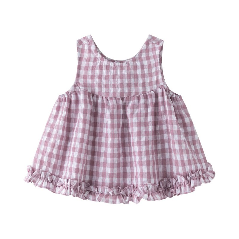 Babyblouse met mauve vichyprint en ruche BGV96544