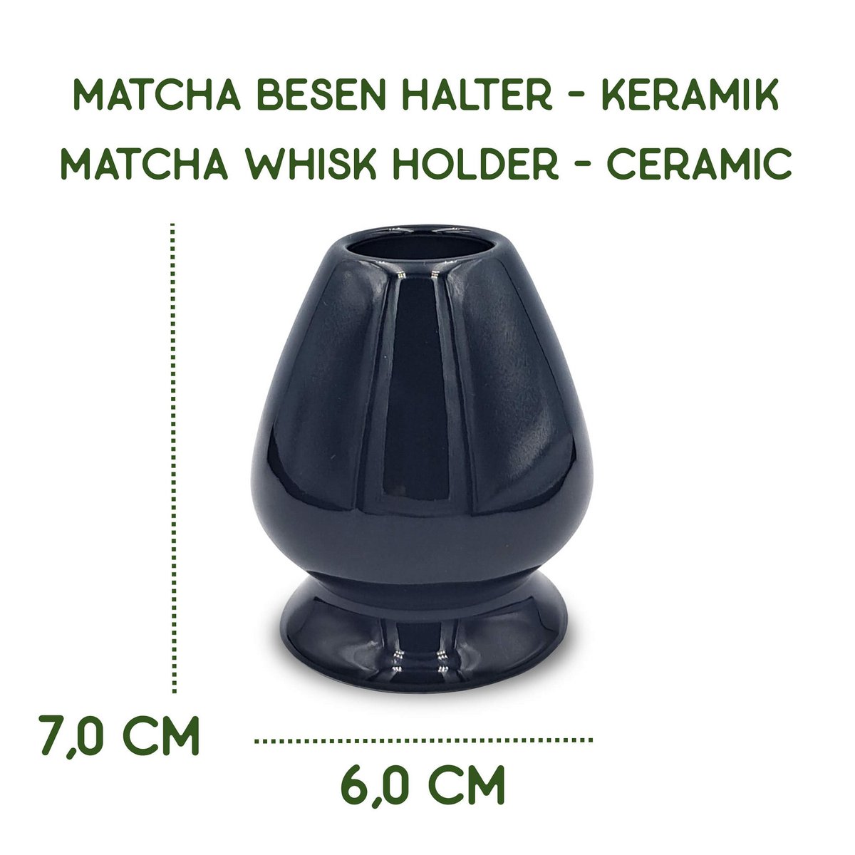 Matcha Besen Halter Kusenaoshi Schwarz aus Keramik