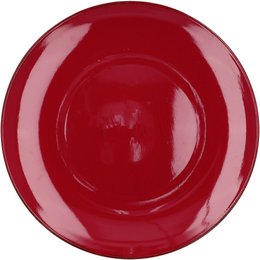 A round, red serving plate made of plastic, measuring 40 cm in diameter and 2 cm in height, with a berry lacquer finish.
