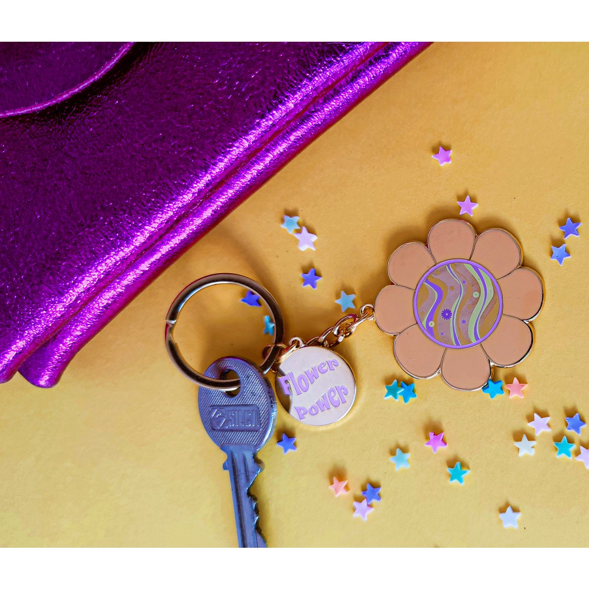 Flower power key ring