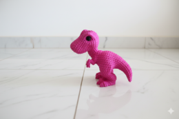 Eterna Wonder — Figura Dino Estilo Tejido — Mini Escultura Decorativa — Rosa — 15 cm