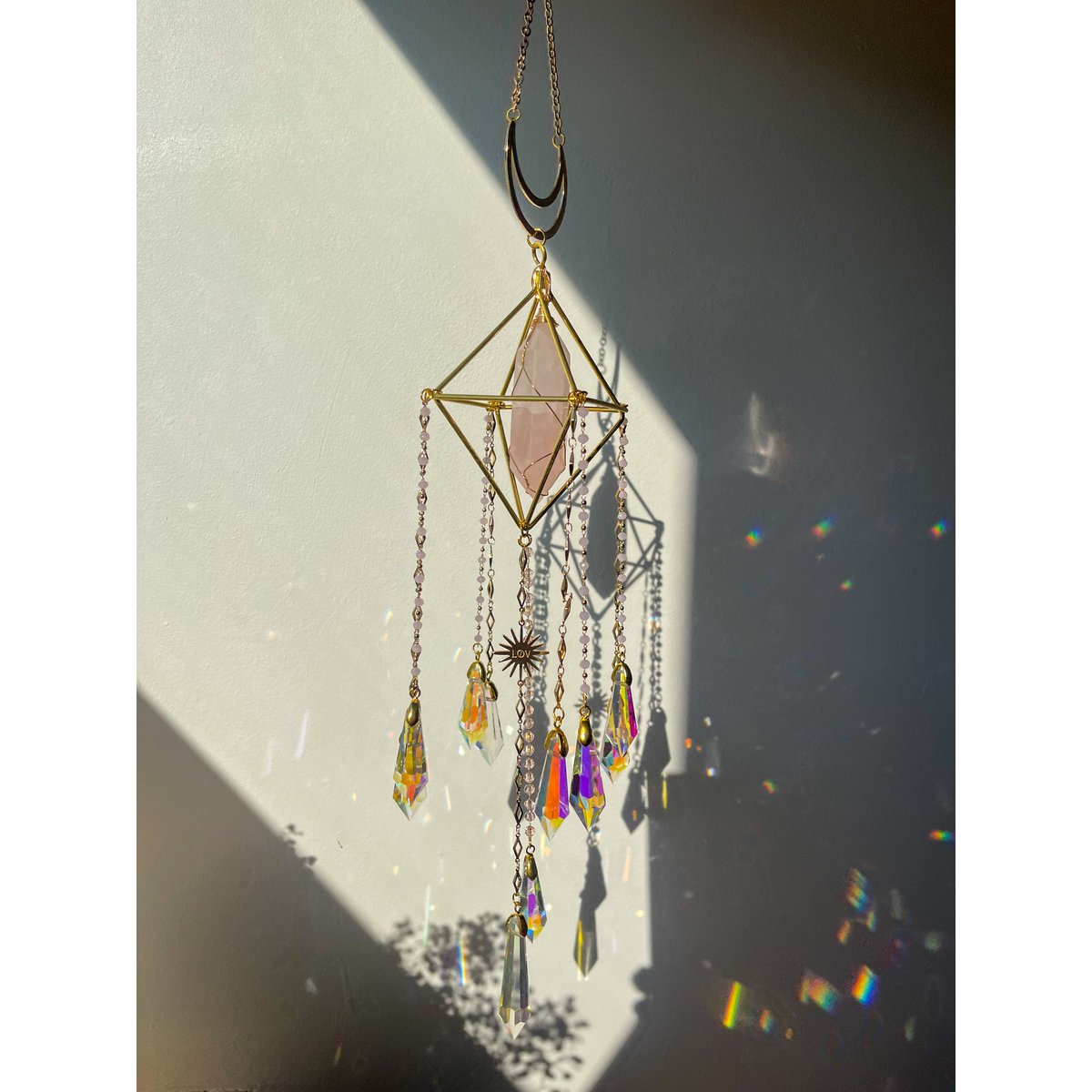 Attrape-soleil clair de lune Quartz rose