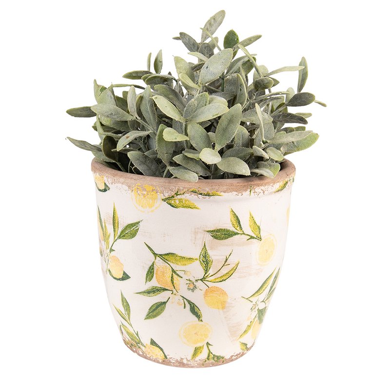 Flowerpot Ø 17x16 cm Yellow Ceramic Lemon Flowerpot Indoor