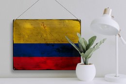 Tin Sign Flag Colombia 40x30cm Flag Colombia Rust