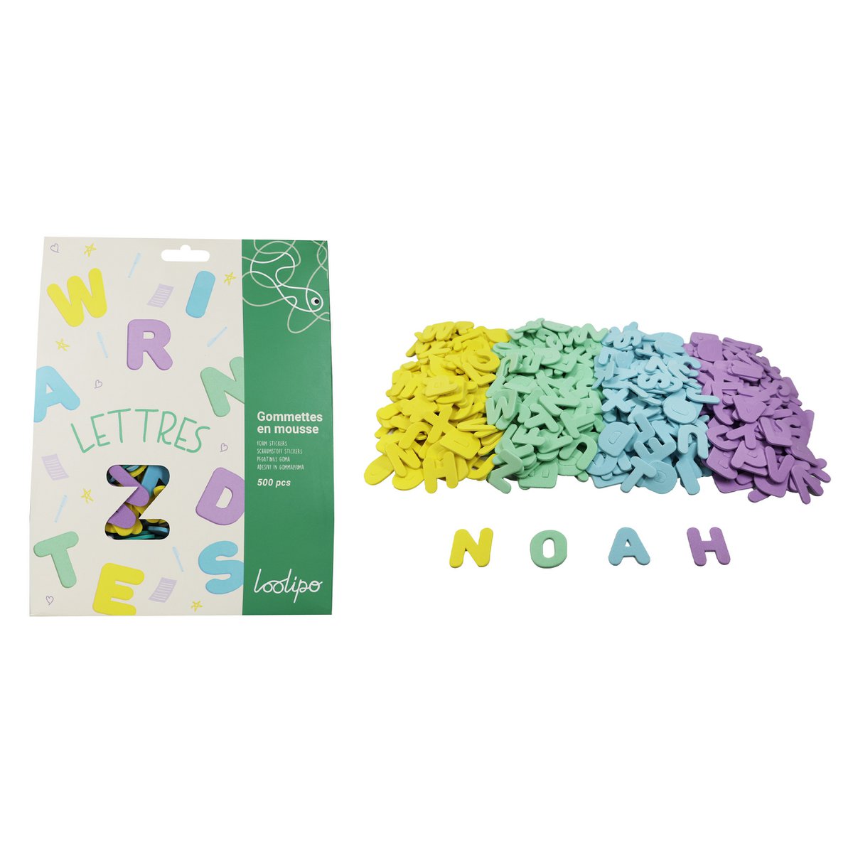 Schuimstrekken - letters - Ø 3 cm - 520 pc's - diverse kleur