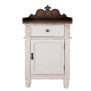 Bedside table White Brown 48x39x89 cm