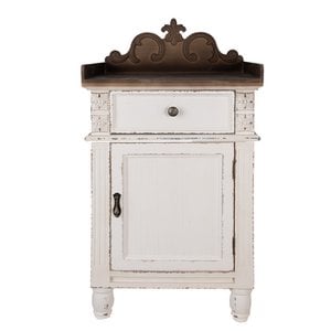 Bedside table White Brown 48x39x89 cm
