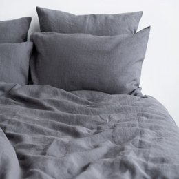 Ensemble de housse de couette en lin gris foncé