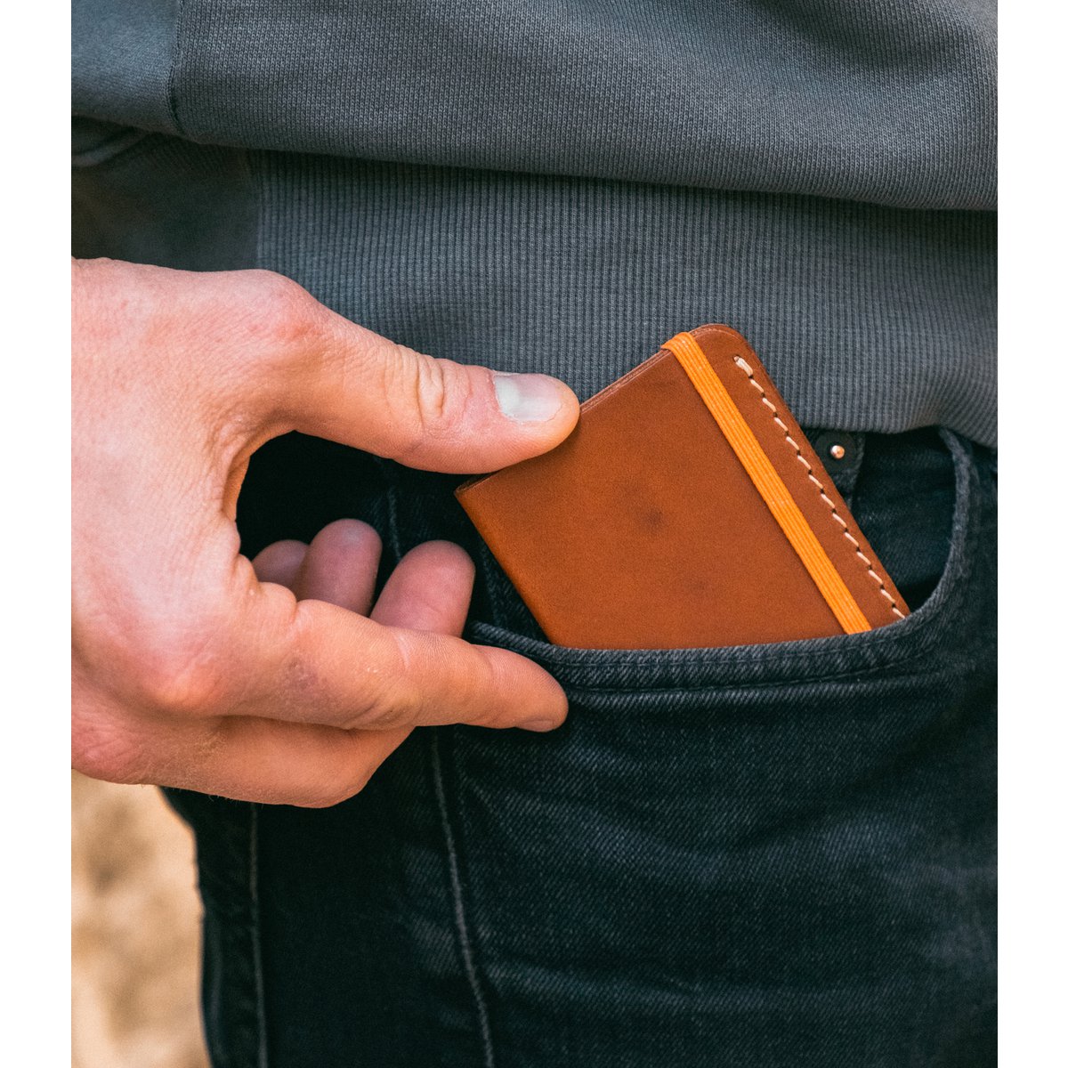Camel leather card holder