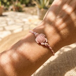 Tiny Turtle Braided Bracelet Pink