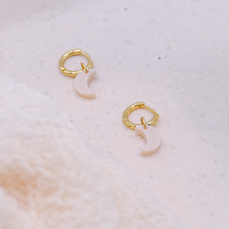 Earrings moon hoop earrings acrylic half moons - light stud earrings moon