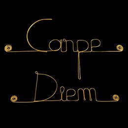 Vægdekoration i gylden messingtråd "Carpe Diem" - til at nåle - Vægsmykker