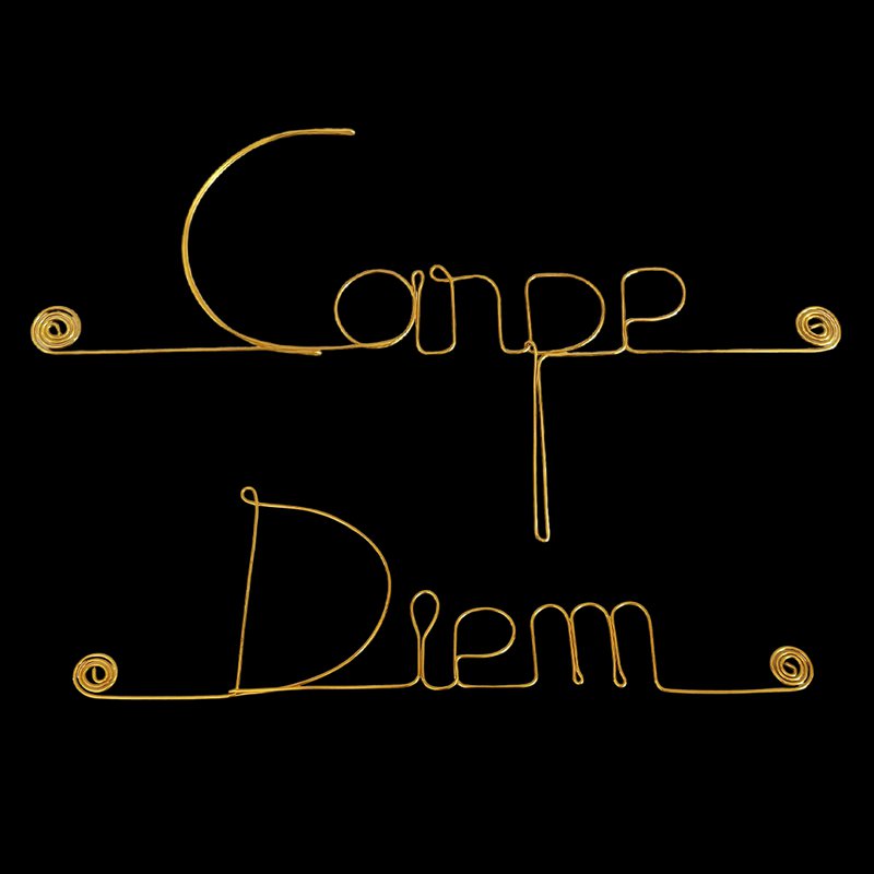 Vægdekoration i gylden messingtråd "Carpe Diem" - til at nåle - Vægsmykker
