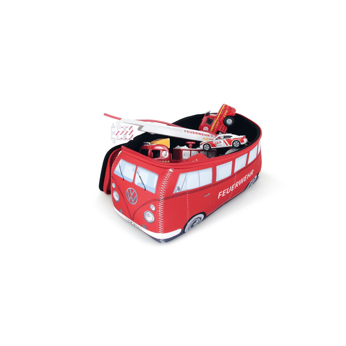 Volkswagen VW T1 Bus 3D Neoprene Universal Bag, Large - Feuerwehr/Firetruck/Red