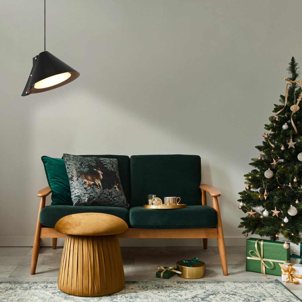Silence M pendant light D40cm recycled leather