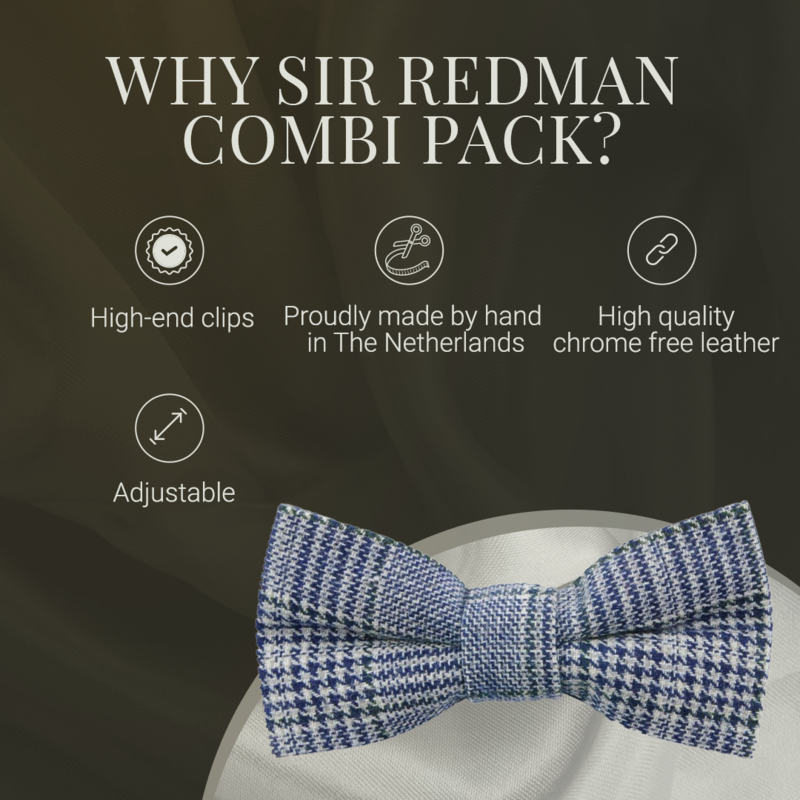 Sir Redman Suspenders - 3 Sturdy Clips -Blue