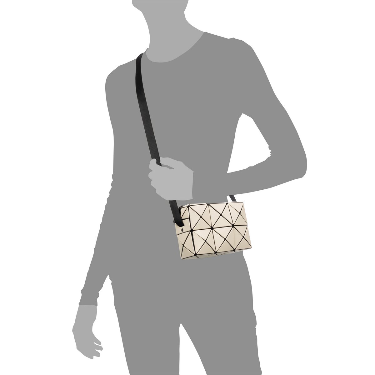 Iria Quintana Aso Crossbody Bag met geometrisch ontwerp. 17.5x6x11.5 cm.