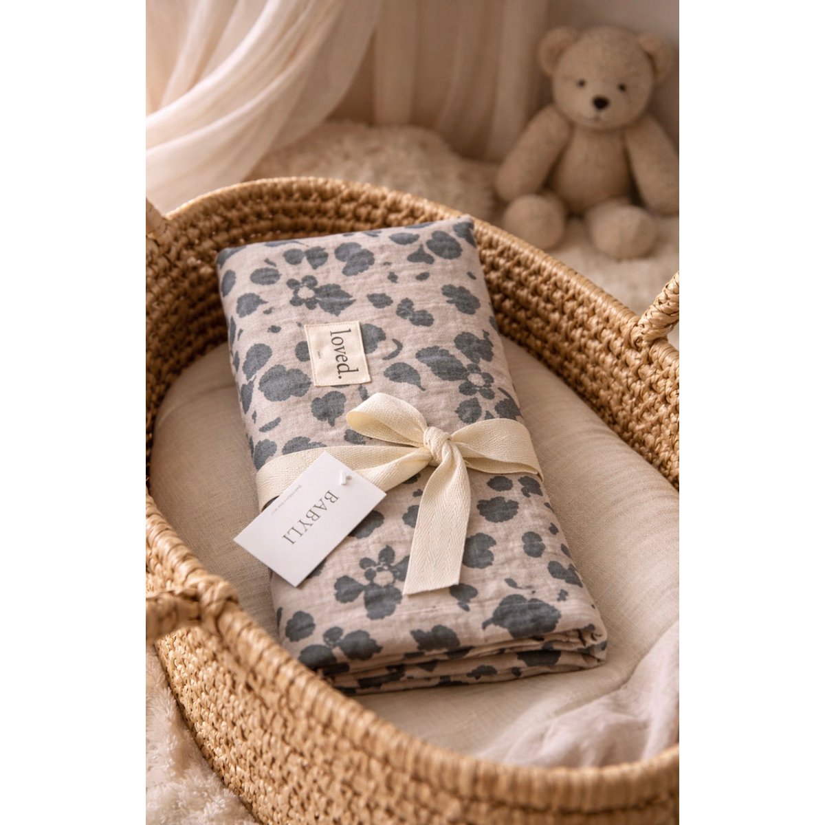 Muslin cloth, nursing cloth, swaddle cloth, light baby blanket 120x120cm, LEO