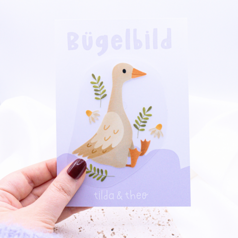 Bügelbild Gans Aufnäher Kindershirt Gänse - Geschenk Shirt verzieren