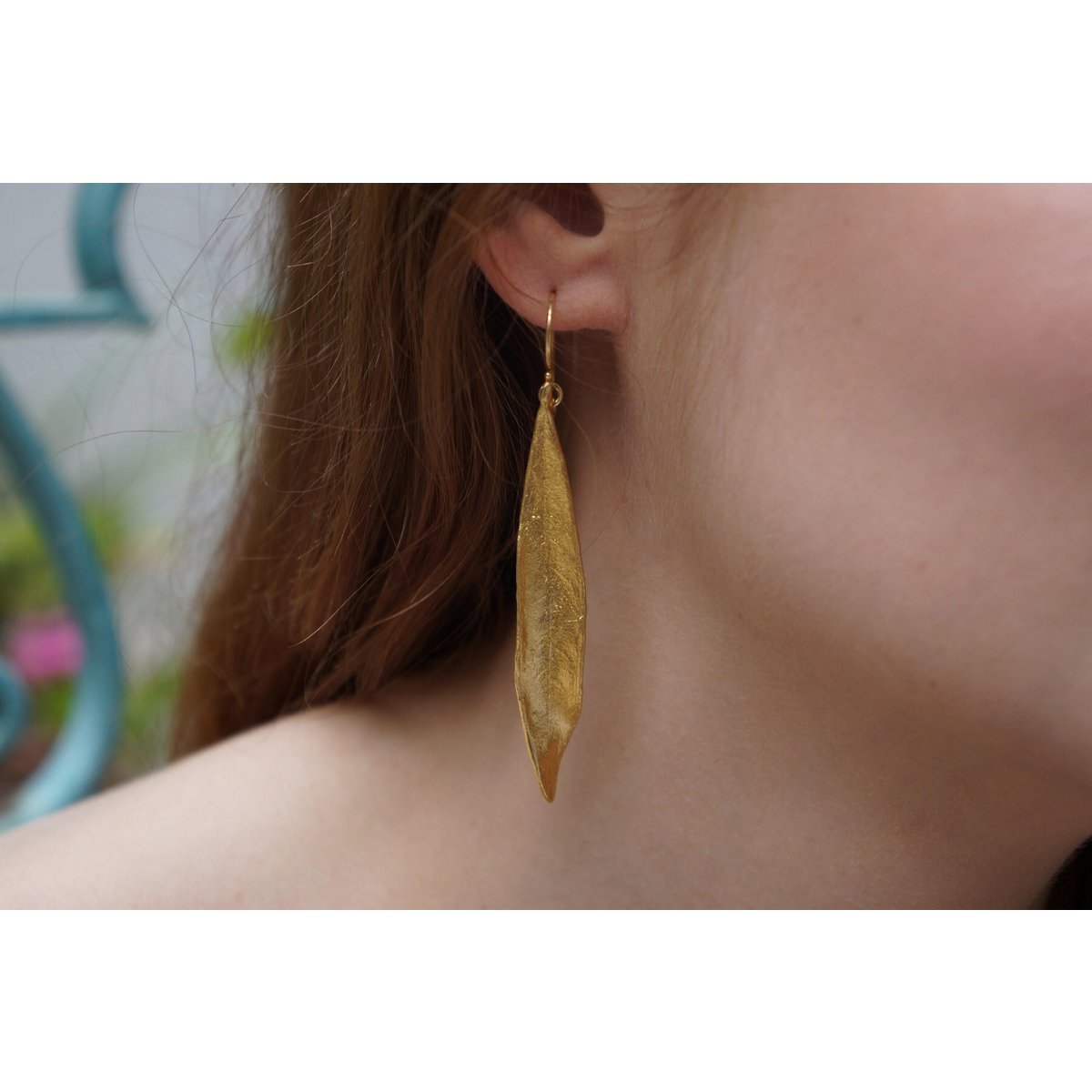 Gold Olive Leaf Earrings, Gold-Plated Earrings, Dangle Earring, Brass Jewelry, Gift for Her, Birthday Gift for Women, Handmade Jewelry