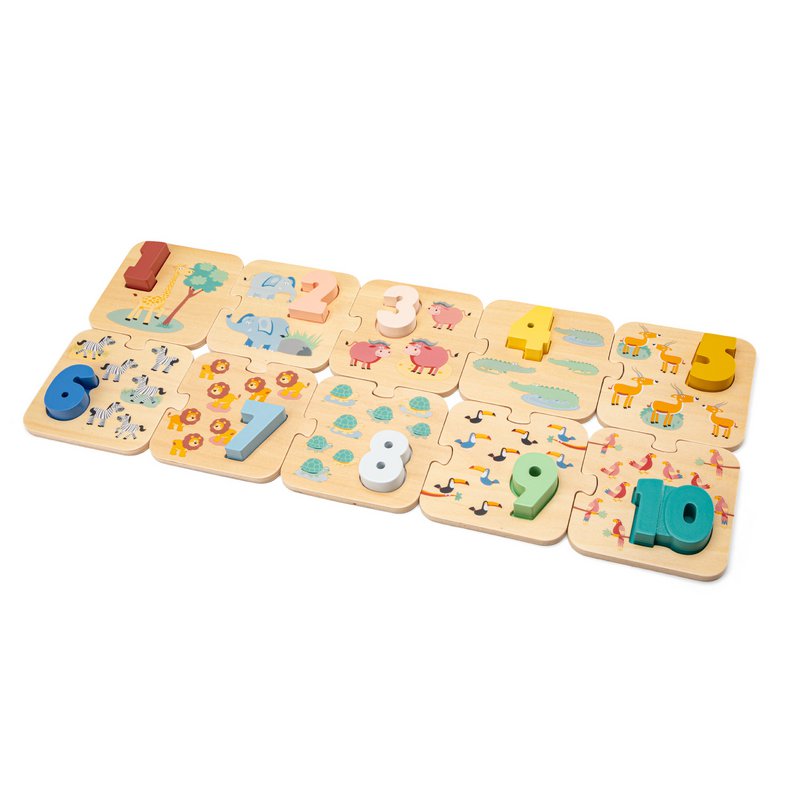 Holz-Zahlenpuzzle Safari
